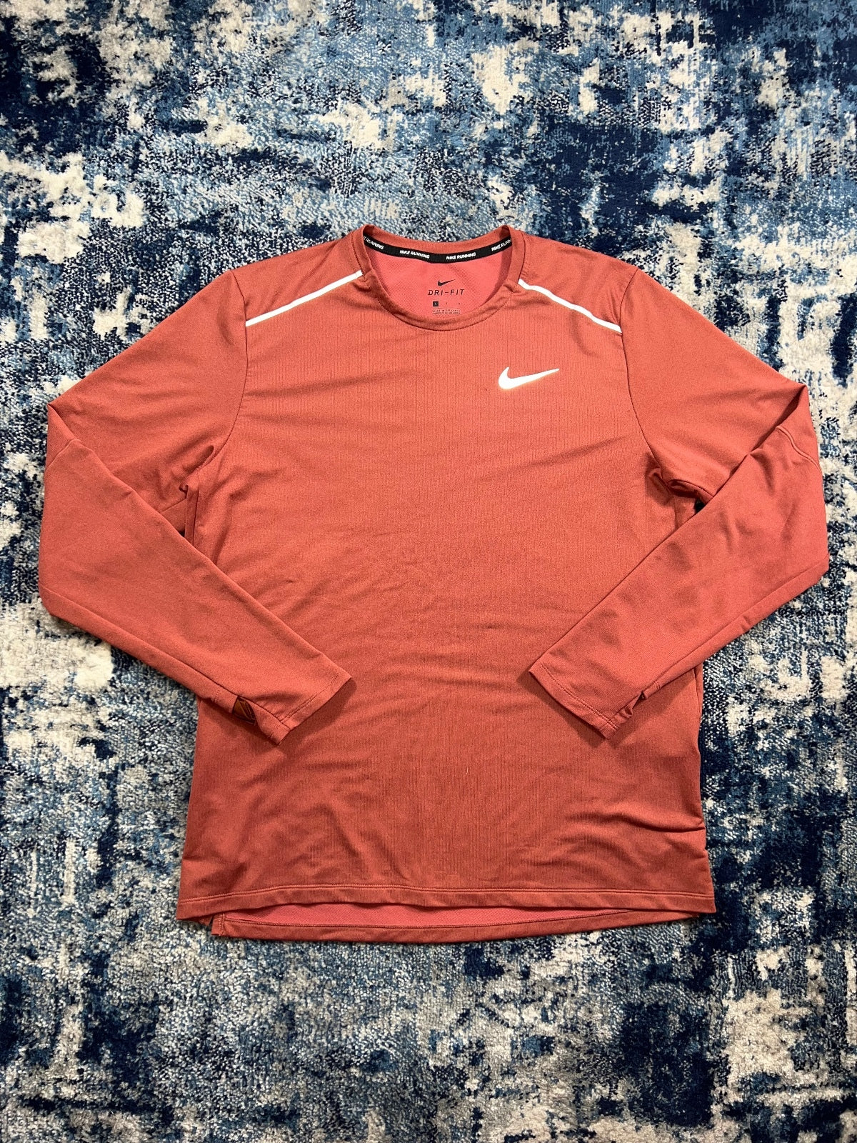 Nike Running Element Long Sleeved Crew Neck Jumper – Coral, Men's Large in Coral, men's Large – front view