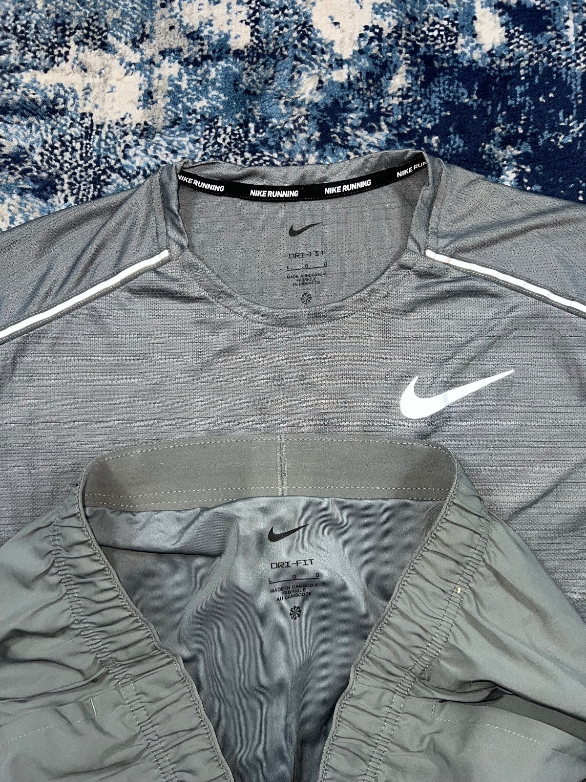 Nike Miler T-Shirt / Challenger Shorts Set – Gray, Men's Large in Gray, men's Large – detail view
