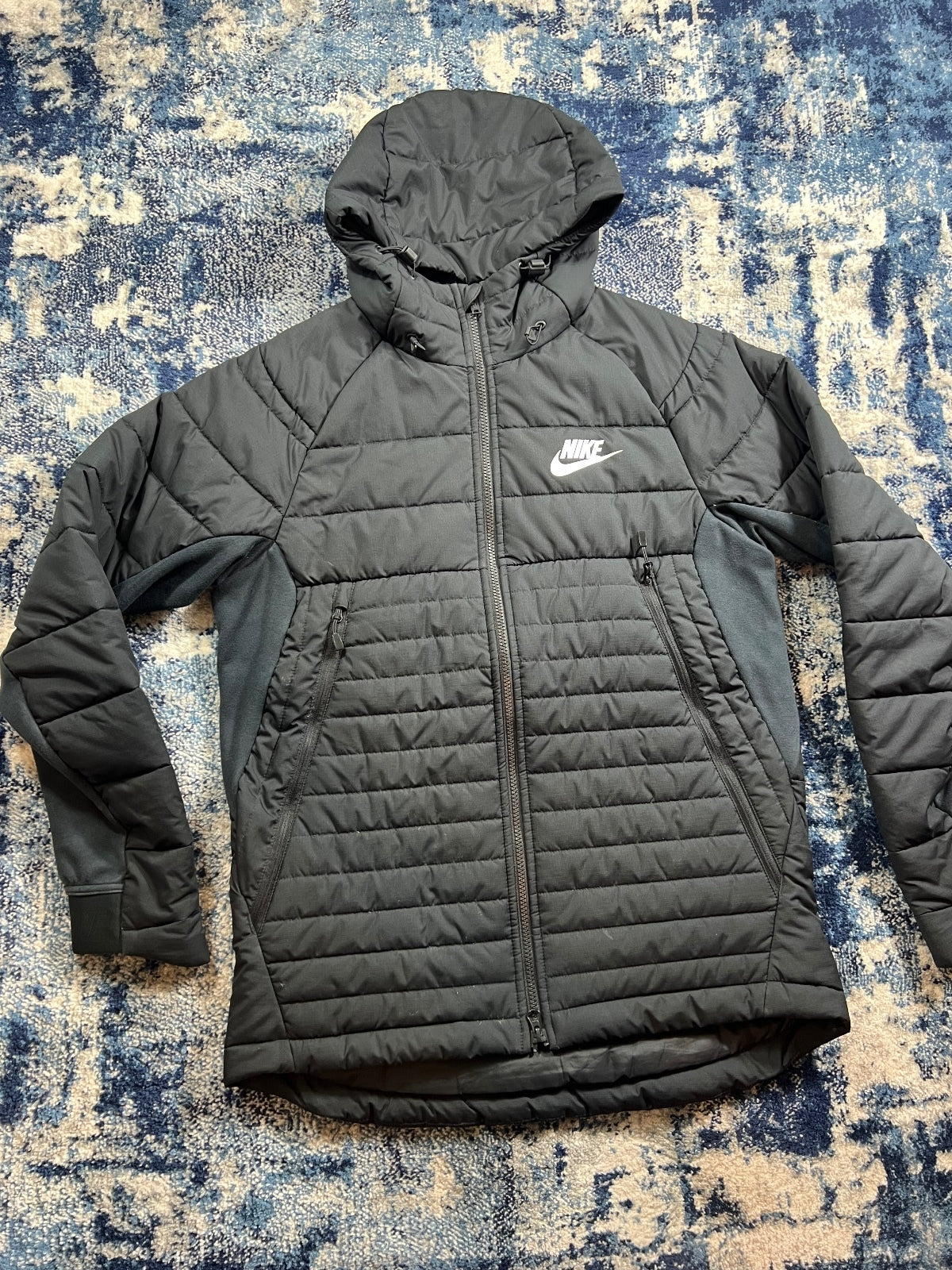 Nike Hybrid Puffer Coat Jacket – Black, Men's Medium in Black, men's Medium – detail view