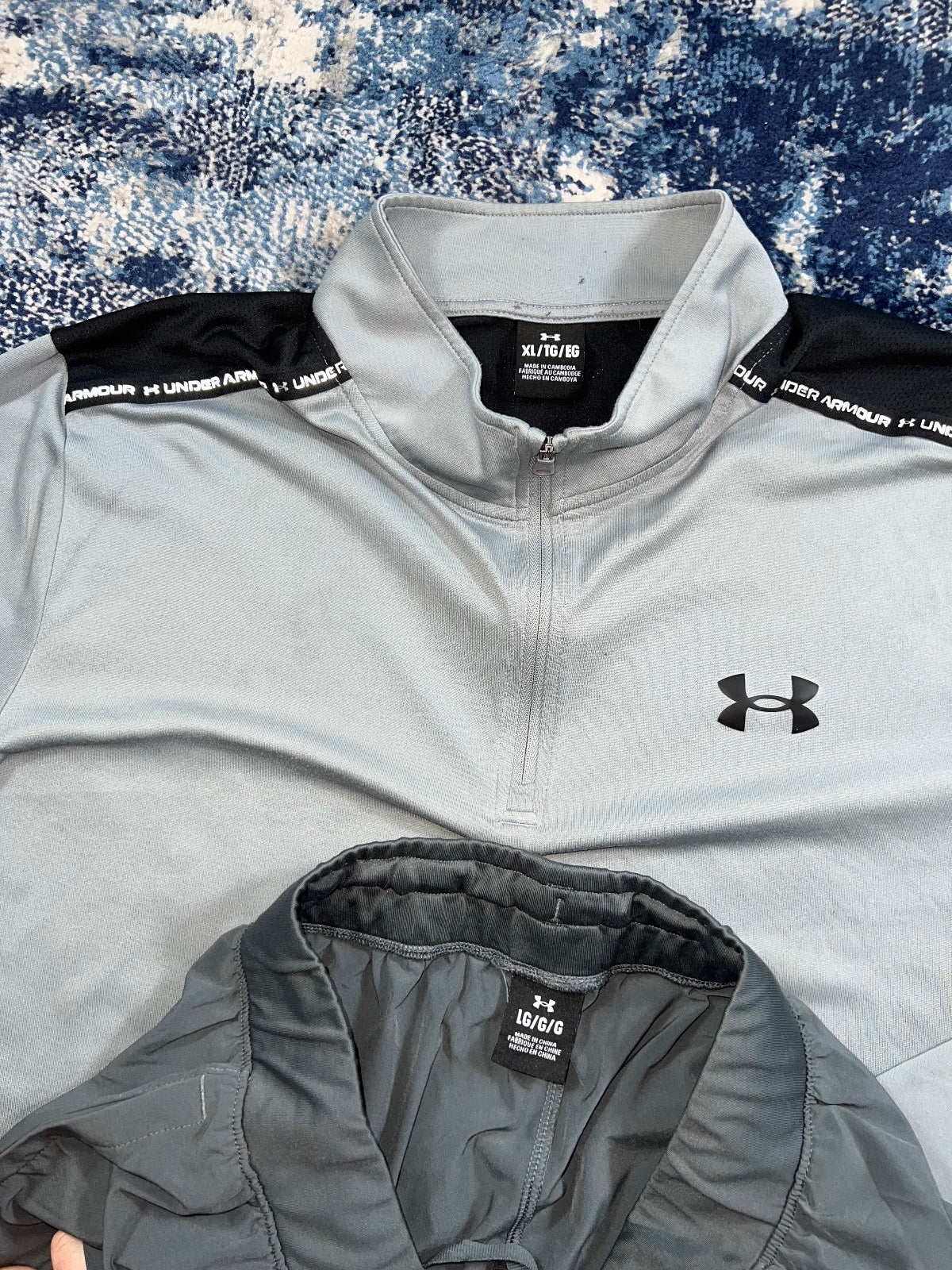 Under Armour 1/4 Zip / Cargo Bottoms Tracksuit Set – Gray, Men's Large in Gray, men's Large – detail view