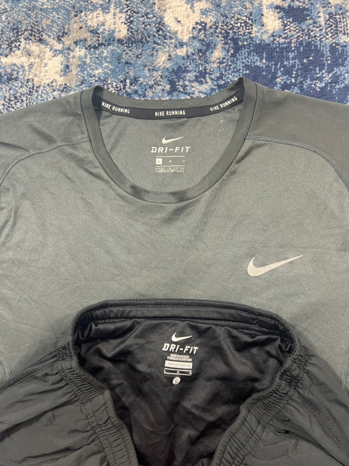 Nike Tech Knit Miler T Shirt / Challenger Dri Fit Shorts Set – Gray, Men's Medium in Gray, men's Medium – alternate view