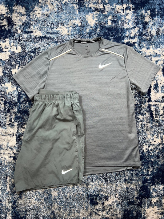 Nike Miler T-Shirt / Challenger Shorts Set – Gray, Men's Large in Gray, men's Large – front view