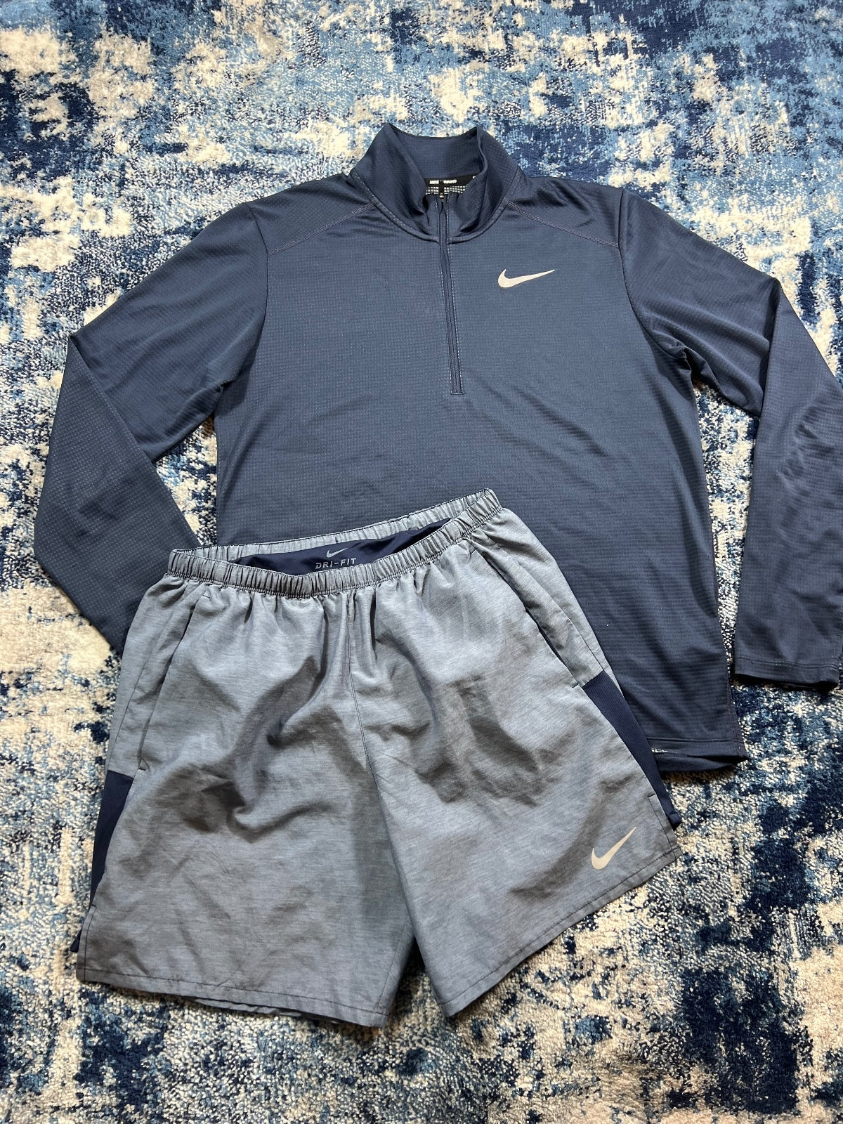 Nike Pacer Element 1/4 Zip / Challenger Shorts Running Gym Tracksuit Set – Navy, Men's Medium in Navy, men's Medium –…