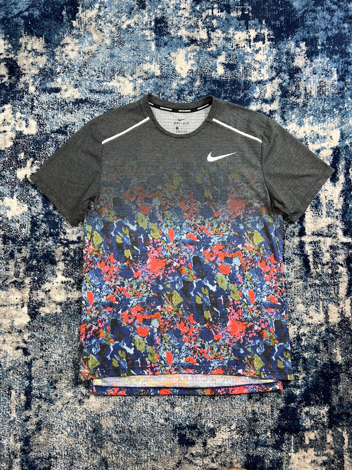 Nike Miler Running Dri Fit ‘Floral’ T Shirt – Multi, Men's Medium in Multi, men's Medium – front view