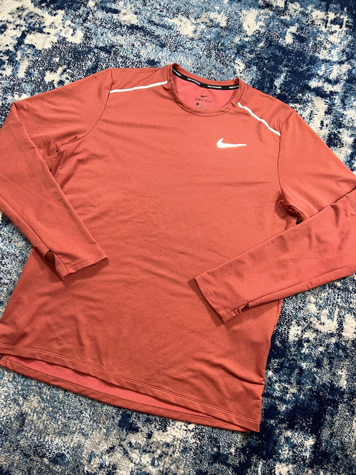 Nike Running Element Long Sleeved Crew Neck Jumper – Coral, Men's Large in Coral, men's Large – detail view