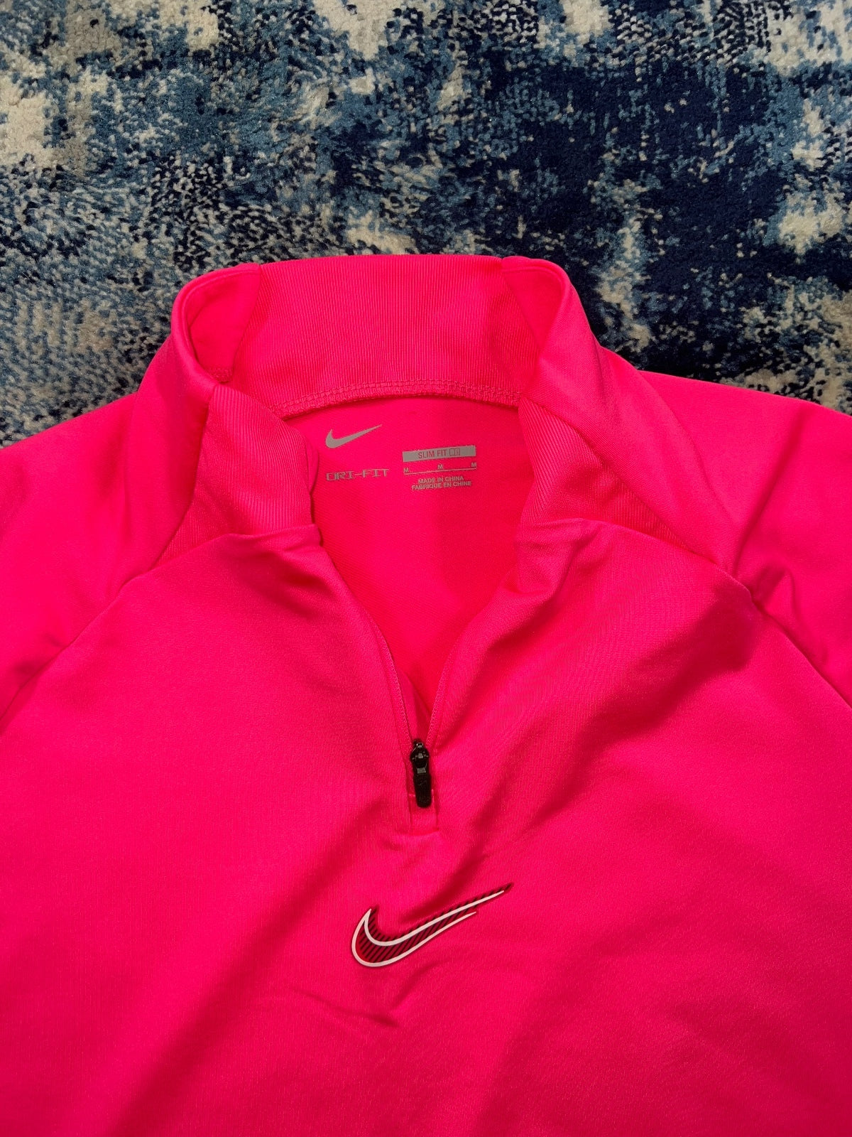 Nike Strike Academy Dri Fit 1/4 Zip Drill Top – Hot Pink, Men's Medium in Hot Pink, men's Medium – detail view