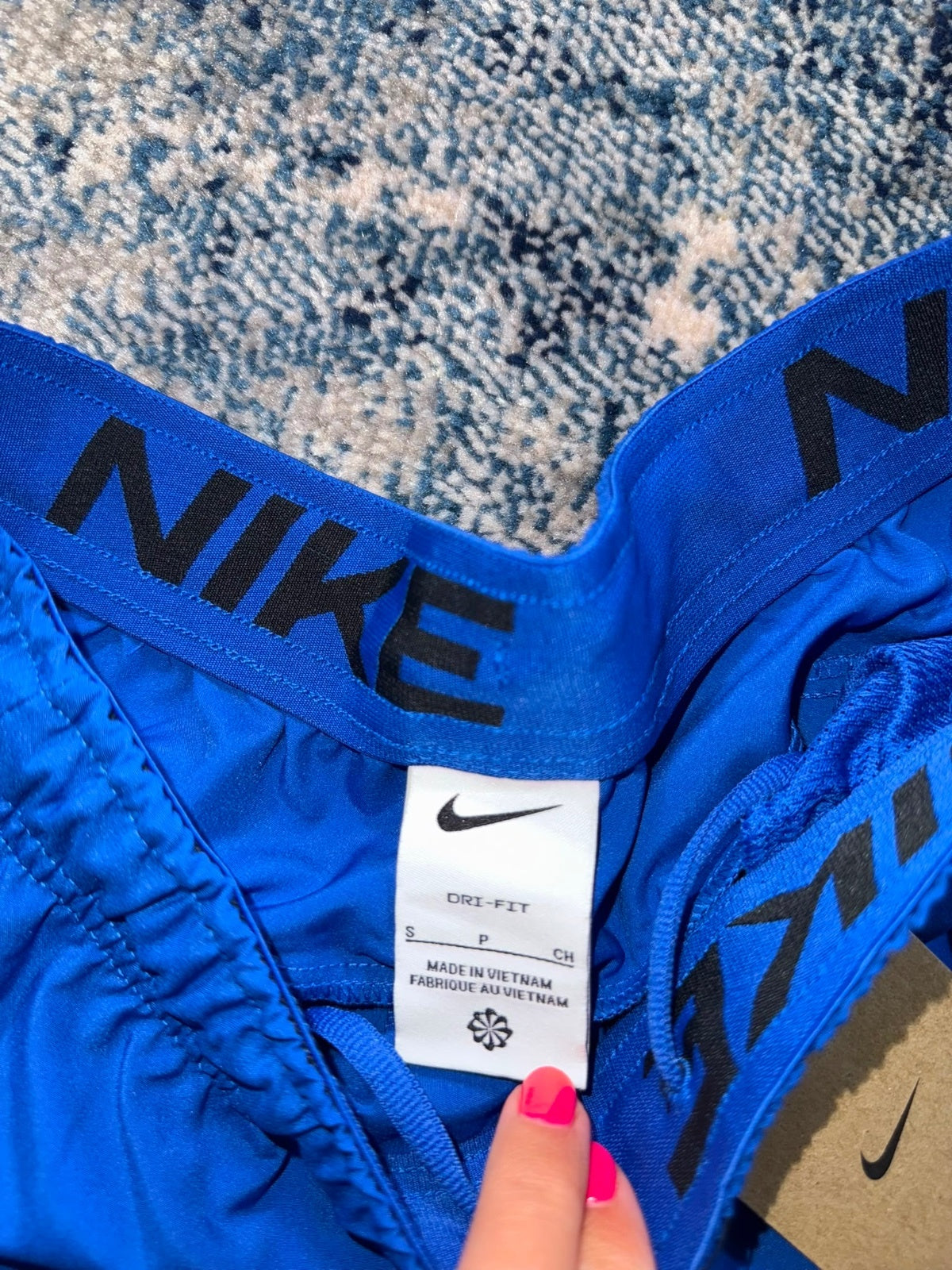 Nike Dri-FIT 9” Shorts – Blue, Men's Small in Blue, men's Small – detail view