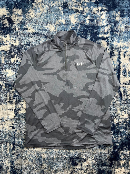Under Armour Camo Jacquard Vanish 1/4 Zip – Gray, Men's Large in Gray, men's Large – front view