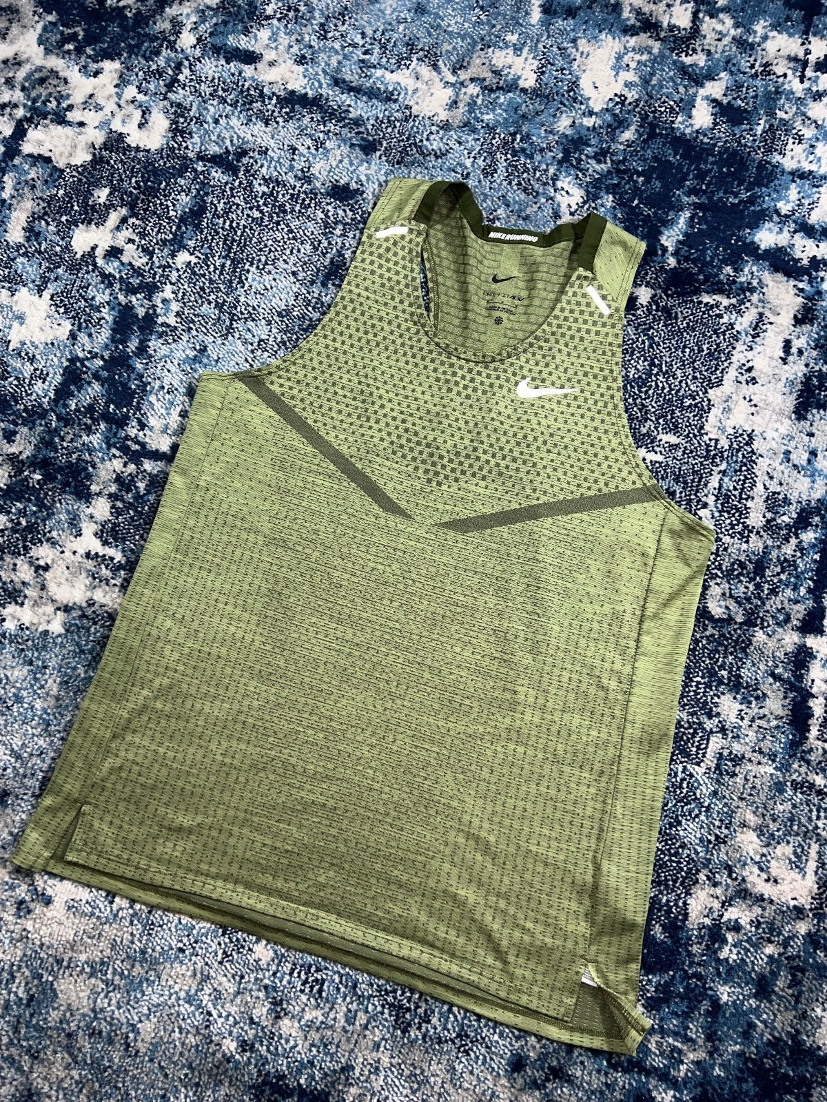 Nike Running Tech Knit ADV Vest Tank – Khaki, Men's Medium in Khaki, men's Medium – detail view