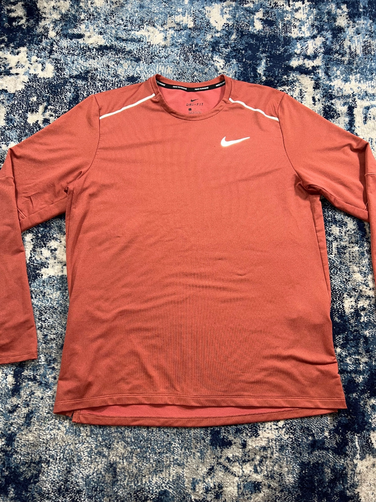 Nike Running Element Long Sleeved Crew Neck Jumper – Coral, Men's Large in Coral, men's Large – detail view