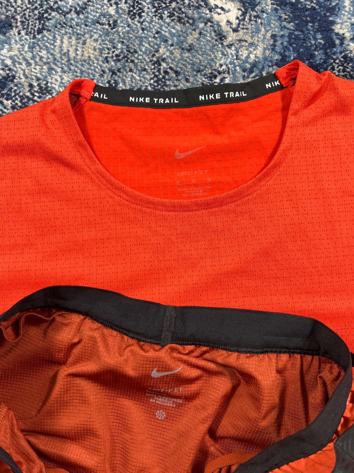 Nike Trail Miler T-Shirt / Flex Shorts Set – Orange, Men's Medium in Orange, men's Medium – detail view